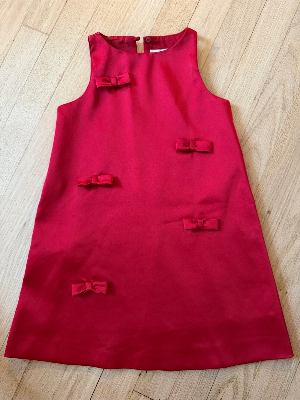 Zara Bright Red Sleeveless Bow-Appliqué A-Line Dress